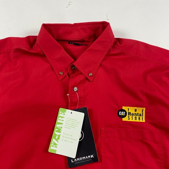 NWT Caterpillar CAT The Rental Store Button Down Shirt Mens 2XL Red Cotton XXL - Picture 2 of 13